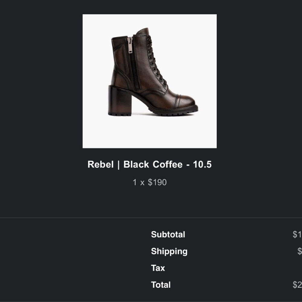 Rebel Black Coffee Boots - Size 10.5